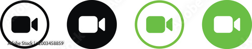 Video camera icons in different colors and styles for various design uses  black white and green video camera icons