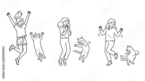 Joyful moments filled with dancing and playful cats around