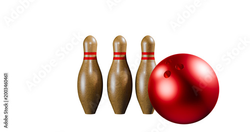 Photos Red bowling ball with pins in a transparent background