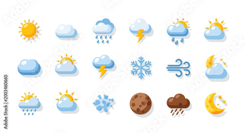 Weather icons set on white background