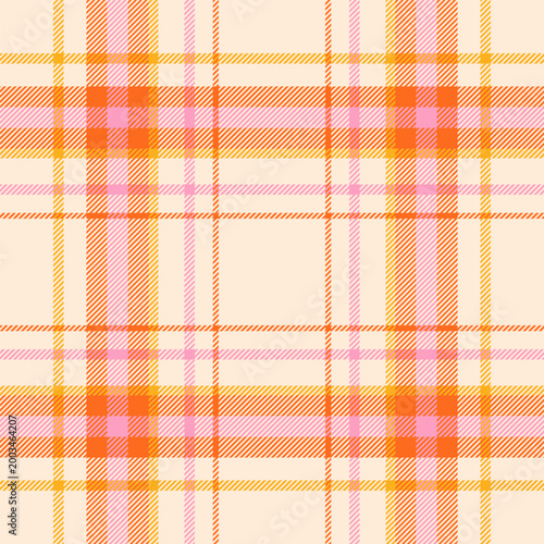 Check seamless pattern. Ekose checks background. Repeated gingham tartan patern. Design prints Scottish style. Repeating texture checker plaid. Retro colors. Repeat chess fabric. Vector illustration
