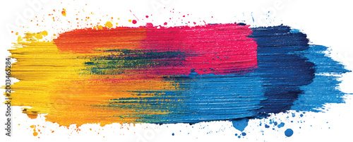 Abstract thick impasto paint brush strokes vector illustration with colorful vibrant palette and messy ink splatters.