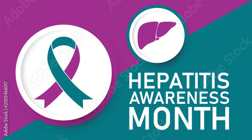 May is Hepatitis Awareness Month banner card design . designed to raise awareness of the public health impact of viral hepatitis A, B, and C and encourage screening, vaccination, and treatment