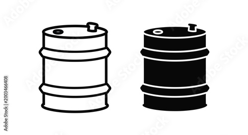Industrial oil barrel icon in outline and solid vector design styles for petroleum and energy sector branding and logistics graphics