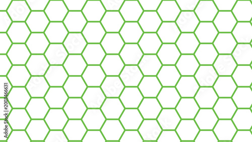 Bild auf Leinwand Hexagonal Pattern Design With Green Outline On Transparent Background