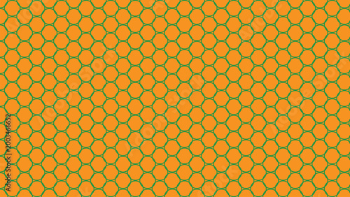 Hexagonal Pattern Design With Orange And Green Color Scheme