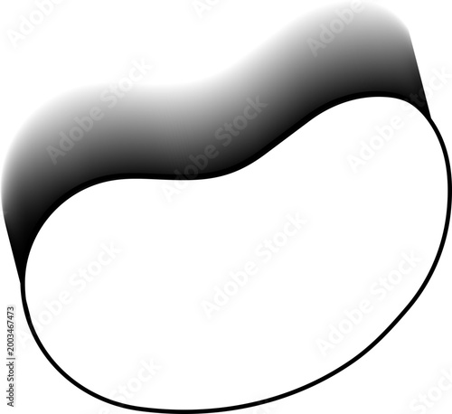 Expanded fluid blob outline with spread contour, hollow mass and liquid outward morphing structure