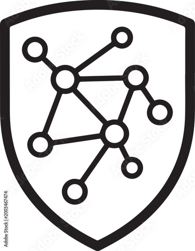 Premium AI Security Vector Icon: Neural Network Pattern Shield Symbolizing Cyber Protection, Data Encryption, Machine Learning Defense, Blockchain Security, Smart Security Systems