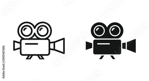 Classic vintage film camera icon set for cinema and movie production industry vector illustration