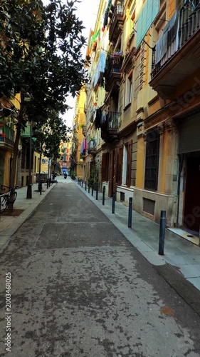 Perspective view of a quiet street with traditional architecture in Europe