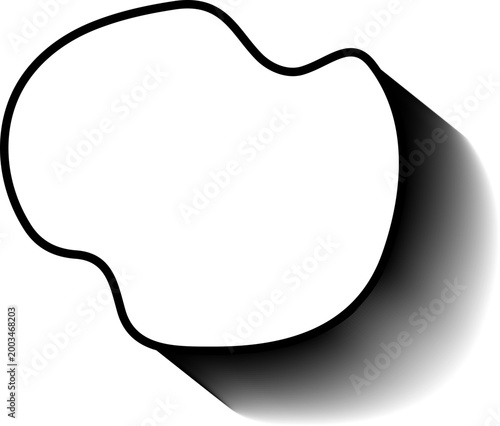 Rounded compact blob outline with hollow contour, dense perimeter and compressed liquid morphology