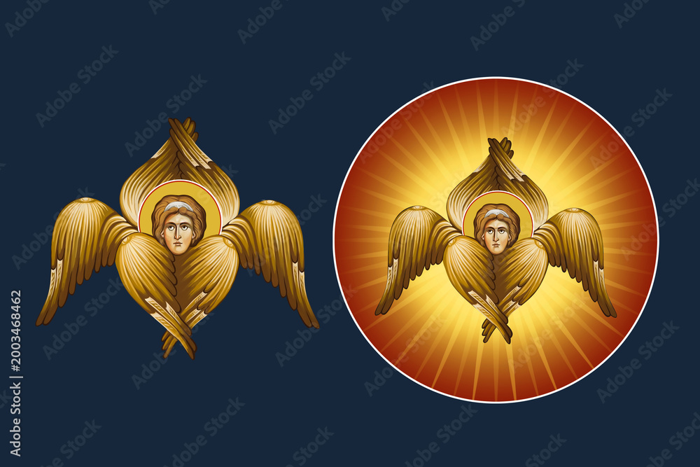 Obraz premium Seraphim. Illustration - fresco set in Byzantine style