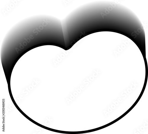 Small compact fluid blob outline with hollow contour, dense form and morphing liquid structure