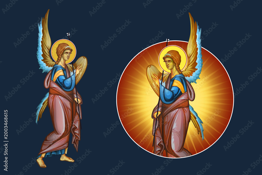 Obraz premium Angel. Illustration - fresco set in Byzantine style