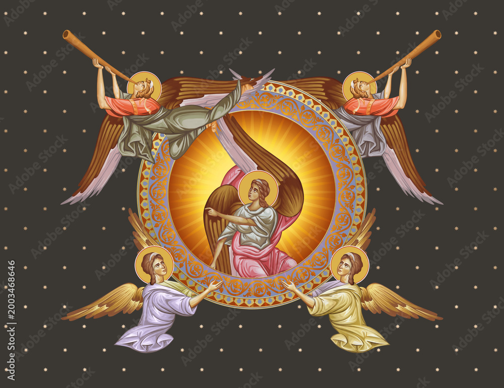 Obraz premium Decorative illustration with angels in Byzantine style