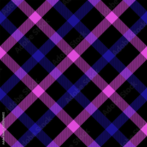 Seamless pink, blue, black  color check pattern.Repeating patern plaid. Checkered design for prints. Repeated tartan fabric.Vector scottish fabriс.Ekose texture.Madras flannel.Checker line.