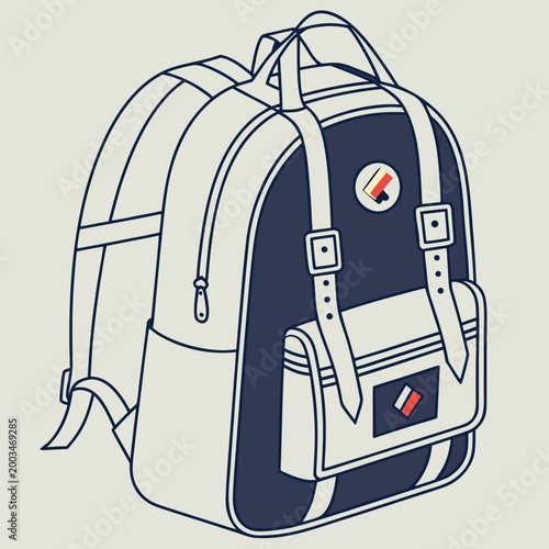 Navy and gray backpack with and multiple compartments school supplies