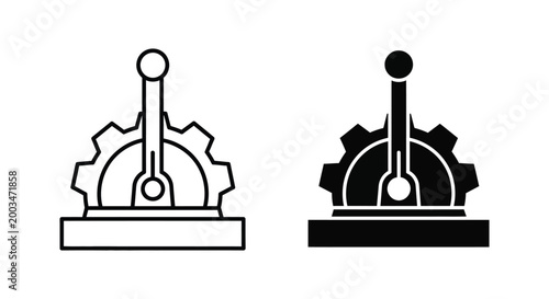 Gear shift lever icon for mechanics and engineering control vector graphic