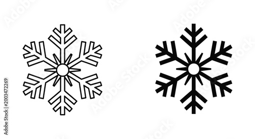 Intricate snowflake icon vector illustration outline and solid fill for winter and cold weather