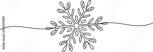 Fotografi Continuous single line drawing of a snowflake winter symbol for holiday decorati