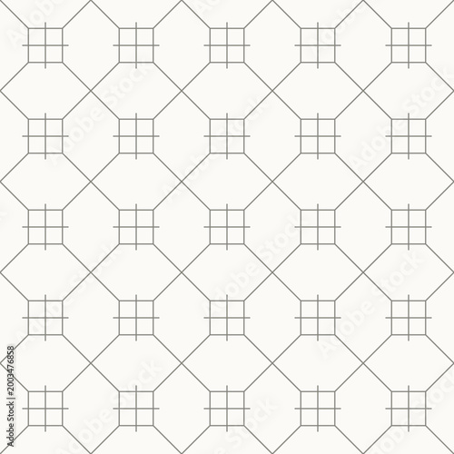 Octagon connector grid pattern, seamless pattern in line design. octagon, connector, grid, geometric, minimal, symmetry, structure vector. interior background