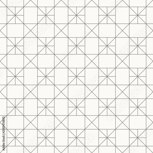 Complex square cross grid pattern, seamless pattern in line design. square, cross, grid, geometric, minimal, symmetry, structure vector. interior background