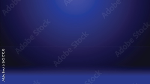 Dark Blue Gradient Abstract Studio Background with Soft Spotlight Glow and Floor Horizon, Minimal Empty Backdrop for Product Display, Technology Branding and Corporate Presentation