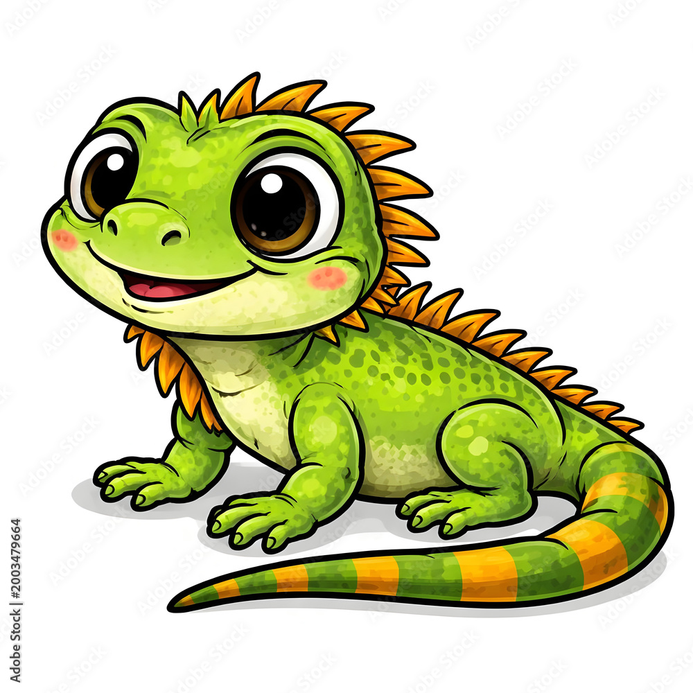 Fototapeta premium Cute Green Lizard Illustration