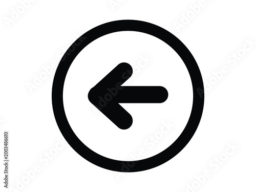 Black arrow in a circle pointing left arrow direction navigation