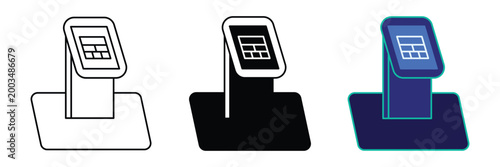 Payment Kiosk ATM Terminal Icon, Fintech Self Service Banking Vector