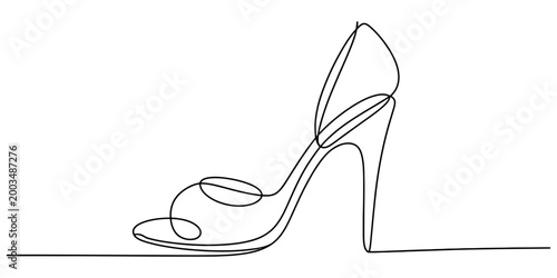 Bild auf Leinwand Continuous single line drawing of a stylish high heel shoe for women fashion con