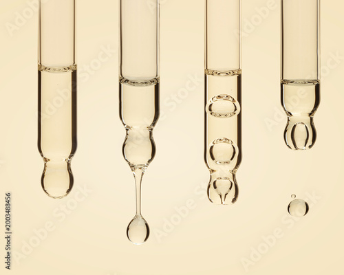 Glass Droppers with Liquid and Air Bubbles, Minimal Laboratory Aesthetic