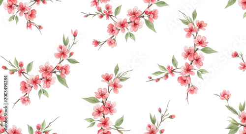 Cherry blossom branch illustration isolated on transparent background