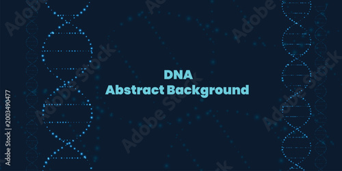 Abstract dna double helix structure on dark blue background