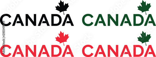 Canada wordmark with maple leaf variations