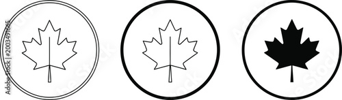Canadian maple leaf emblem progression outline line solid