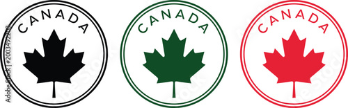 Canadian maple leaf emblems in black green and red