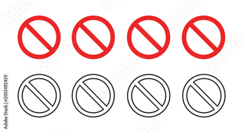 Free Download Multiple red and black circular icons representing prohibition signs isolated on a plain white background - GFXLoad