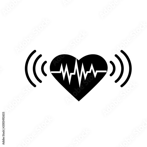 Heartbeat ECG Pulse Line Vector Set Black Heart Medical Symbol Bundle