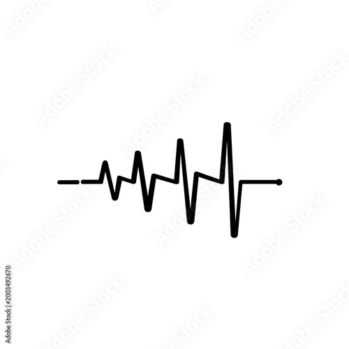 Heartbeat ECG Pulse Line Vector Set Black Heart Medical Symbol Bundle