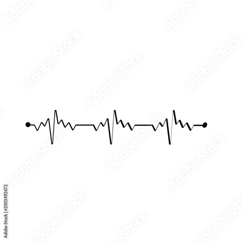Heartbeat ECG Pulse Line Vector Set Black Heart Medical Symbol Bundle