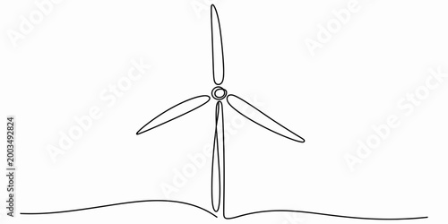 Simple one line drawing of a wind turbine generating clean renewable energy for a sustainable future environment and power concept Vector, illustration