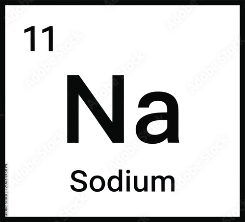 Sodium element symbol Na from periodic table with atomic number 11.