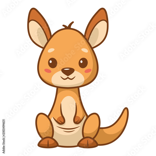 Cute kangaroo cartoon vector illustration