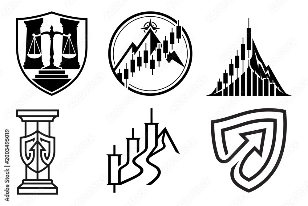 Fototapeta premium Secure progress icon set with shield court and speech symbols