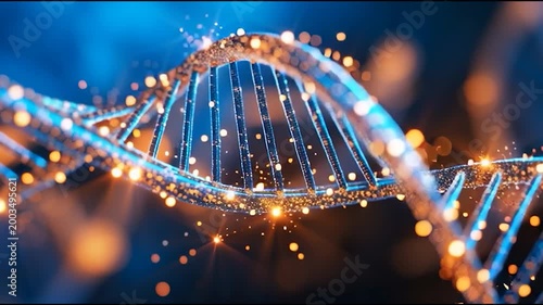 Intricate Dna Strand Glowing in a Blue and Orange Digital Environment
