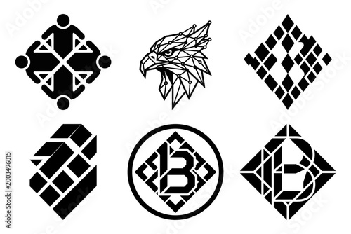 Umbrella protection shield and pattern icon set