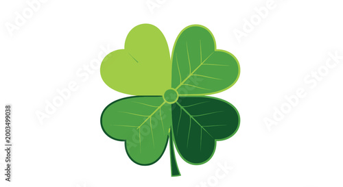 Vibrant green four-leaf clover illustration symbolizing good luck, prosperity, and fortunate blessings in nature.