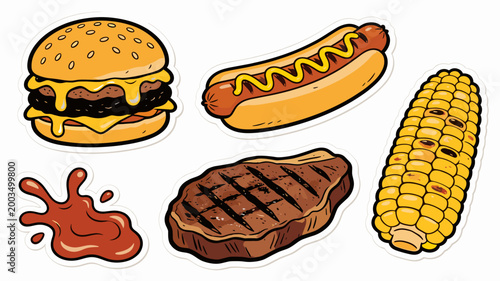 This vibrant illustration of a cheeseburger with dripping ketchup evokes feelings of indulgence and satisfaction. Perfect for food blogs, menu designs