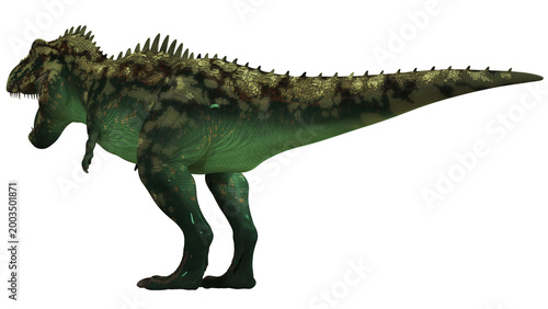 Tableau sur toile Green T-Rex dinosaur roaring fiercely.